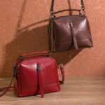 Leather casual fashion oil wax leather bag
