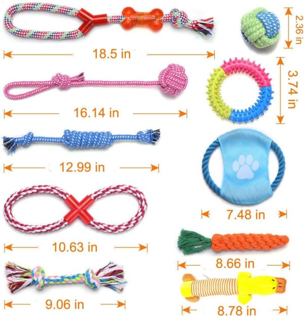 15pcs Tough Dog Toys Bundle Chew Rope Knot Ball Squeakers Pet Puppy Teething Random Send
