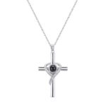 Languages I Love You Projection Necklace Pendant Love Cross Pendant Necklace Memorial Jewelry For Women