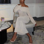 New One-shoulder Knitted Long-sleeved Dress Sexy Beach Holiday Long Dresses Womens Clothing
