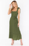 Temperament Suspender Split Dress With Lace-up Design Fashion Summer Ruffled Beach Dresses For Women