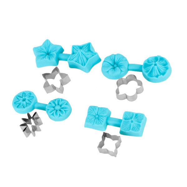 4 Sets Fondant Chocolate Mold Silicone Baking Mold Utensils Kitchen Supplies with Cutter