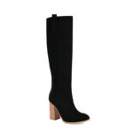 Long Boots Female Suede Chunky Heel Round Toe