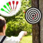 SIZE 17  DARTBOARD SET 6 DARTS  FAMILY DART BOARD GAME ADULTS KIDS XMAS