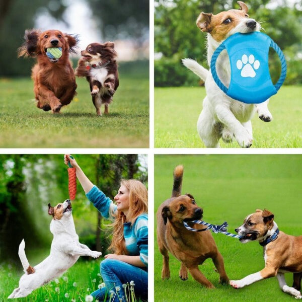 15pcs Tough Dog Toys Bundle Chew Rope Knot Ball Squeakers Pet Puppy Teething Random Send