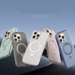New Colorful Magnetic Bracket Phone Case With Holder Stand Cover For Magesafe Magnetic Transparent Wireless Charge Case For Phone