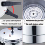 5L Aluminium Pressure Cooker Quick With Lid Latch Indicator Explosion-Proof
