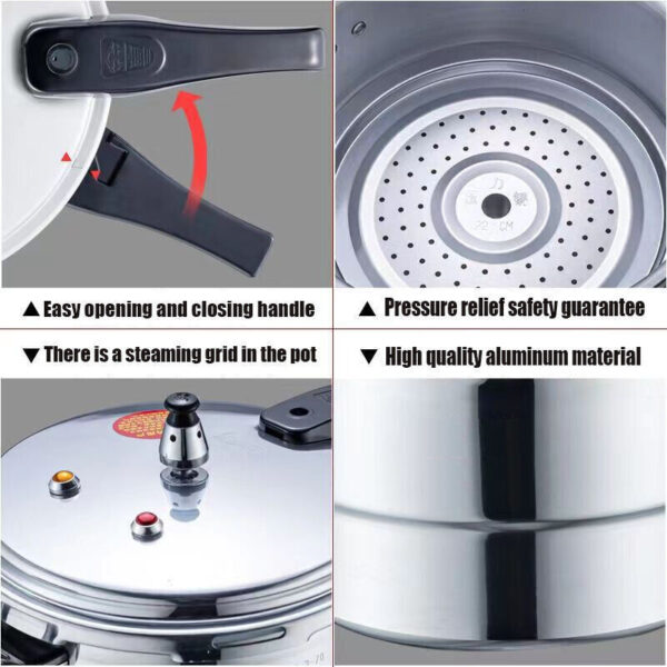 5L Aluminium Pressure Cooker Quick With Lid Latch Indicator Explosion-Proof