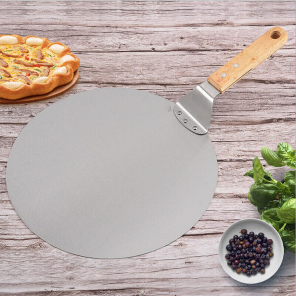 Stainless Steel Pizza Paddle Peel Bakers BBQ Oven Restaurant Tray Wooden Handle