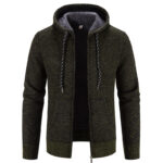 Winter Coat Zipper Closure Solid Color Long Sleeves Drawstring With Hat Keep Warm Casual Thicken Plush Sweater Coat For Daily