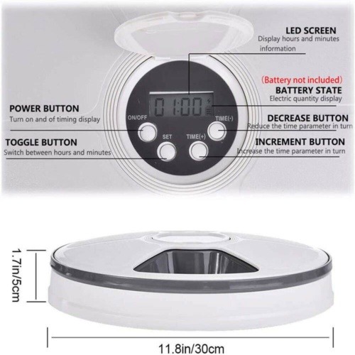 Automatic 6 Day Meal Timed Pet Dog Cat Feeder Food Bowl Auto Holiday Dispenser