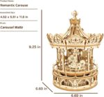 Robotime Rokr 3D Wooden Puzzles Construction Model Kit DIY Music Box Building Kits Rotating - Romantic Carousel
