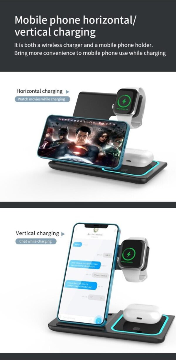 Wireless Charger 3in1 Fast Charger Dock For Watch Air Pods 16 15 14