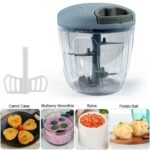 Manual Food Chopper Pull Cord Pulling Vegetable Slicer Hand Blender Kitchen UK