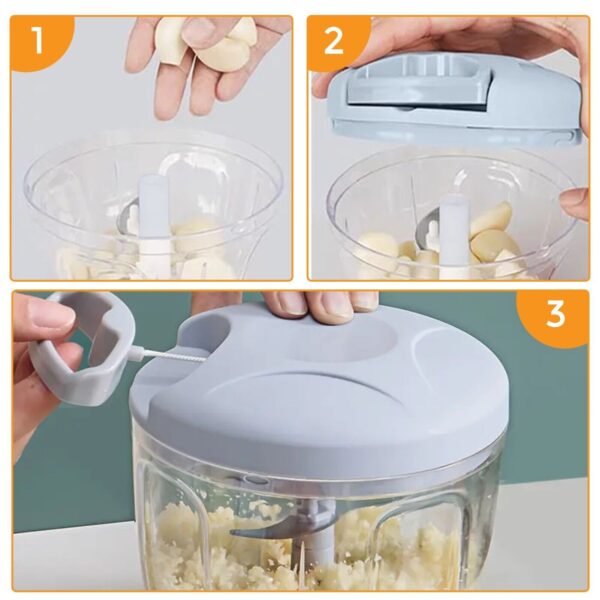 Manual Food Chopper Pull Cord Pulling Vegetable Slicer Hand Blender Kitchen UK