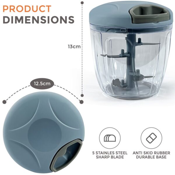 Manual Food Chopper Pull Cord Pulling Vegetable Slicer Hand Blender Kitchen UK