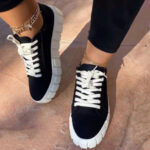 Lace-up Canvas Shoes Summer Round Toe Platform Single Shoes For Women Sneakers