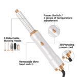 5 IN 1 Pro Air Wrap Blow Hair Styler Curler Straightener Hot Air Comb Brush Gift