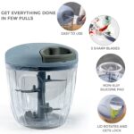 Manual Food Chopper Pull Cord Pulling Vegetable Slicer Hand Blender Kitchen UK